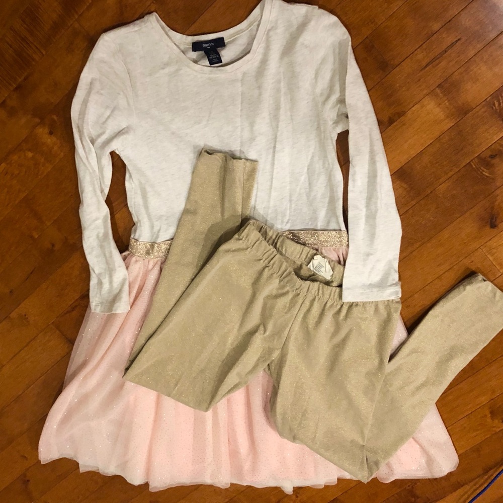 GapKids Pink Sparkly Dress with matching leggings